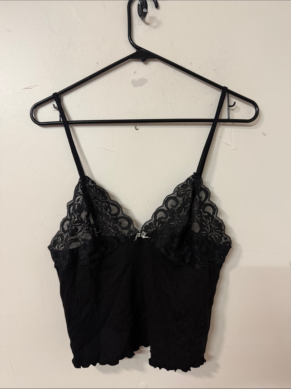 Joe Boxer Black Lace Trim Cropped Camisole